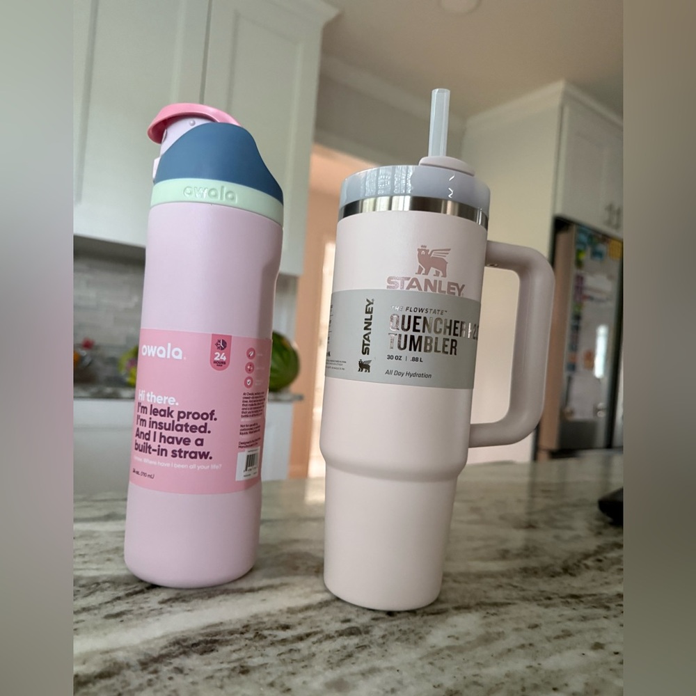 Stanley Soft Pink Quencher Tumbler with Handle and OWALA bundle